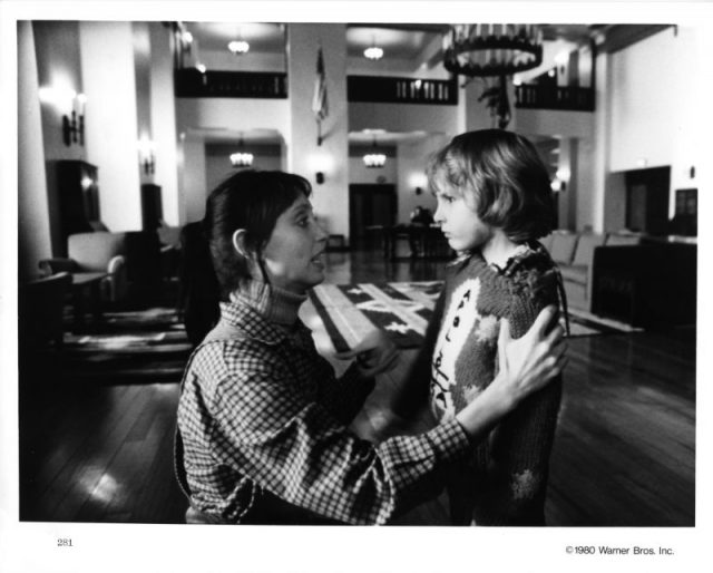 Actors Danny Lloyd and Shelley Duvall in a scene from the Warner Bros movie ‘The Shining’ in 1980 at Elstree Studios in Borehamwood, Hertfordshire, England. Photo by Michael Ochs Archives/Getty Images