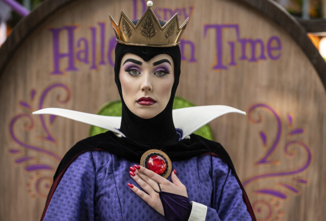 A woman in a Maleficent costume.