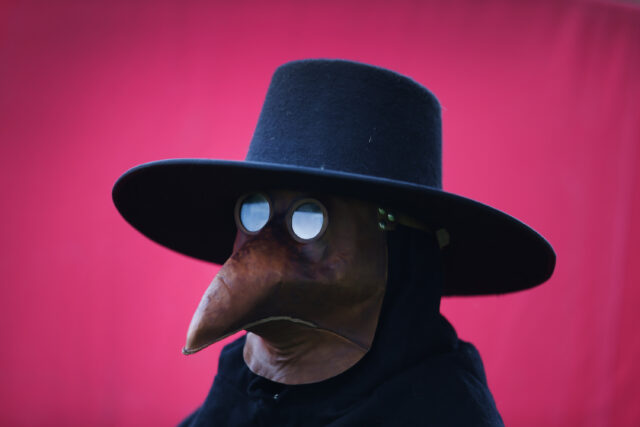 A plague doctor mask.