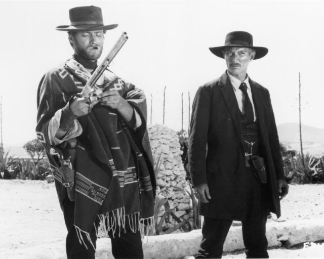 American actors Clint Eastwood and Lee Van Cleef (1925 – 1989) star in the Sergio Leone western ‘The Good, the Bad and the Ugly’, 1966. Photo by Silver Screen Collection/Hulton Archive/Getty Images
