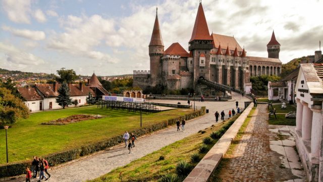Hunedoara, Transylvania/Romania – October 02 2018: Corvin Castle or Corvinilor or Hunyad Castle in Hunedoara, town in beautiful Transylvania, Romania.
