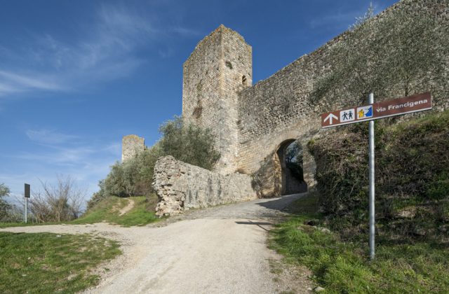 The walls of the medieval village of Monteriggioni, near Siena, Italy.
