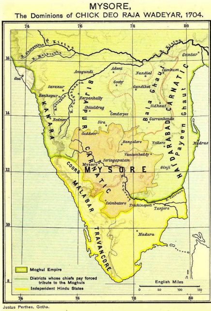 Kingdom of Mysore (1704) during the rule of King Chikka Devaraja Wodeyar.