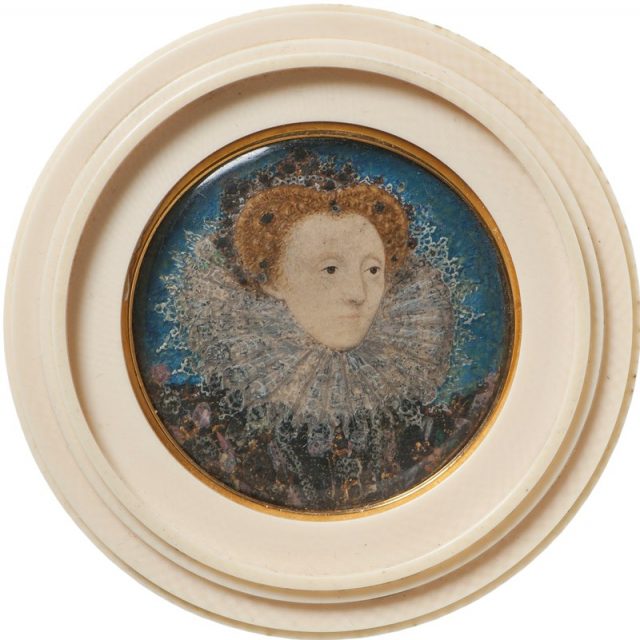 Portrait from 1586–1587 by Nicholas Hilliard, around the time of the voyages of Sir Francis Drake.