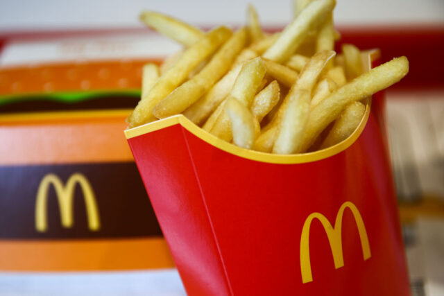 McDonald's fries on a tray