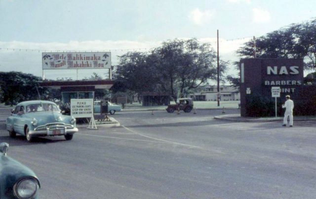 Gate at Naval Air Station Barber’s Point as it appeared in December 1958