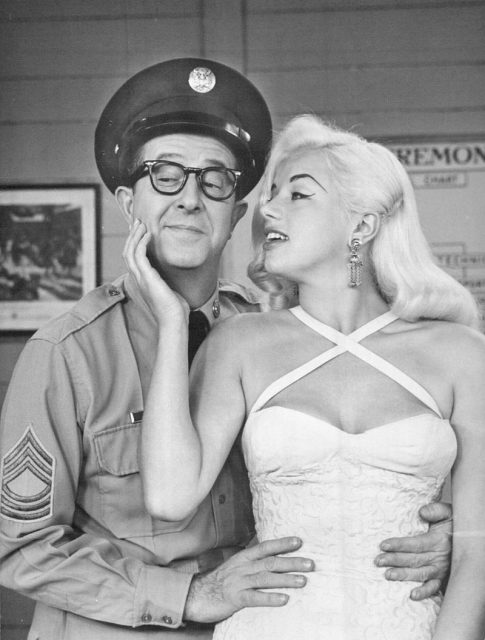 Photo of Phil Silvers and Diana Dors. Silvers played Ernie Bilko on this television special.