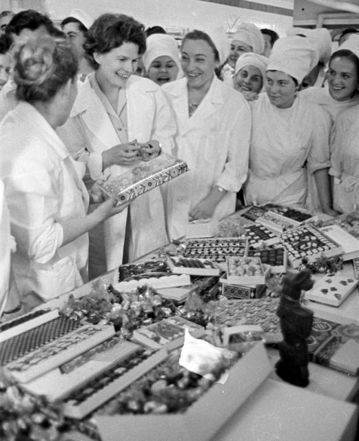 Tereshkova visiting the Lviv confectionery, 1967. Photo by RIA Novosti archive, Alexander Mokletsov CC-BY-SA 3.0