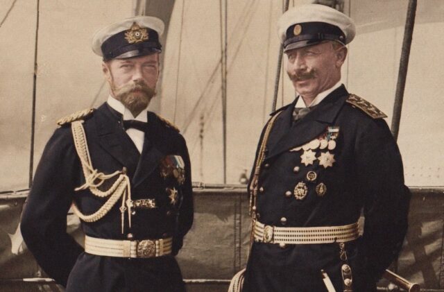 Tsar Nicholas II of Russia and Kaiser Wilhelm of Germany standing together