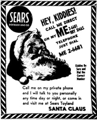 The 1955 Sears ad with, according to legend, the misprinted telephone number that led to the NORAD Tracks Santa program.