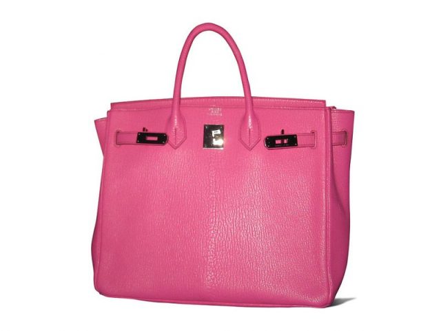 Birkin bag made from calf leather that has been dyed pink. Photo by Yvette Religioso-Ilagan from Philippines – Flickr CC BY 2.0