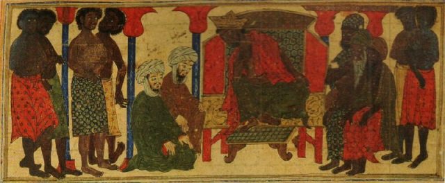 14th century illustration showing the king of Aksum declining the request of a Meccan delegation to yield up the Muslims