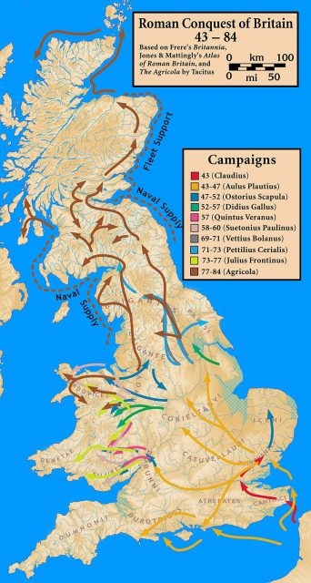 Roman conquest of Britain. Photo by Uk topo en.jpg CC BY-SA 4.0