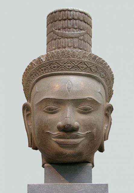 A Cambodian Shiva head showing a third eye.