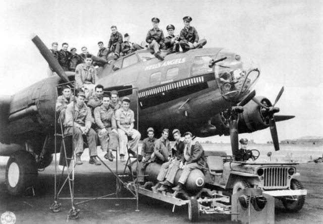 This B-17F, tail number 41-24577, was named Hell’s Angels after the 1930 Howard Hughes movie about fighter pilots in the first world war.