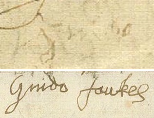 Fawkes’s signature of ‘Guido’, made soon after his torture, is a barely evident scrawl compared to a later instance.