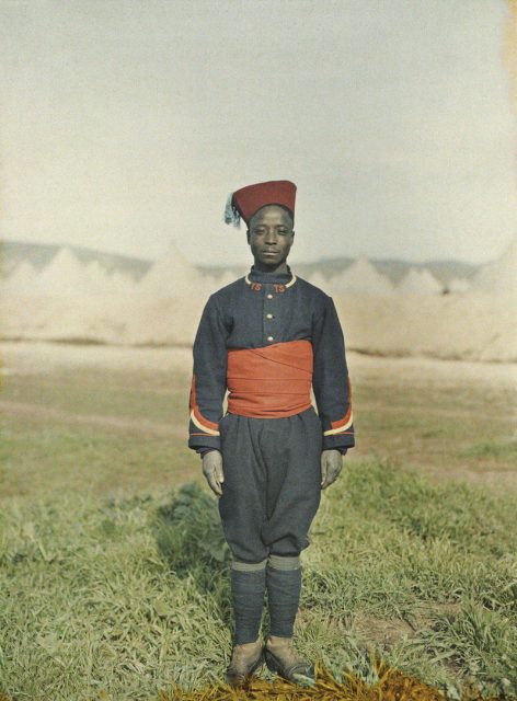 A Senegalese sniper, Fez, Morocco, 1913.
