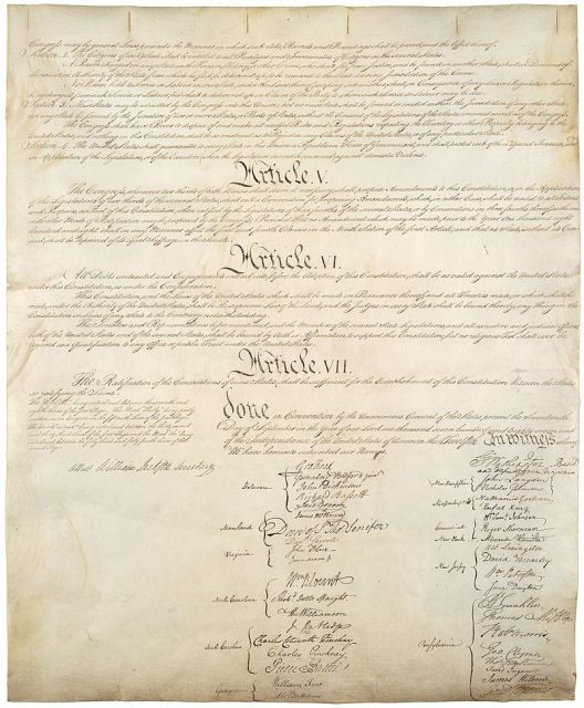 Fourth page of Constitution of the United States.