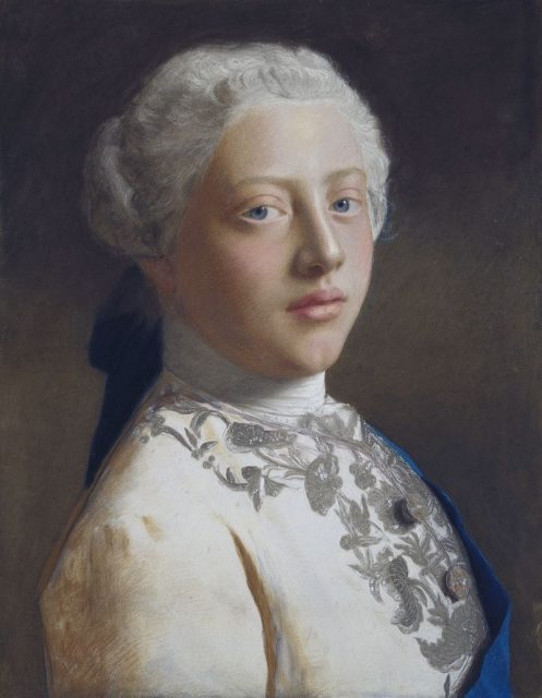 Pastel portrait of George as Prince of Wales by Jean-Étienne Liotard, 1754.