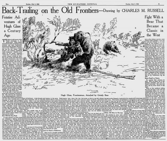 A century after the events unfolded, the Milwaukee Journal published an article about the exploits of Hugh Glass.