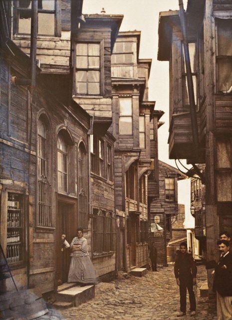 Wooden houses in Beyoğlu, Istanbul, Turkey, 1912.