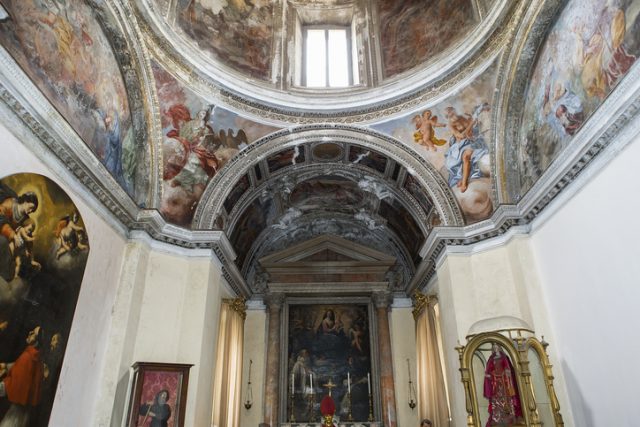 Interior of San Domenico Maggiore church, Naples, Campania, Italy.