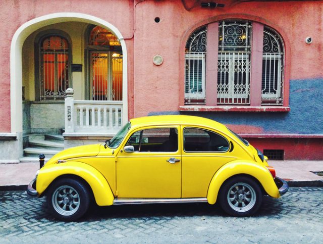 The Volkswagen Beetle was an economy car produced by the German auto maker Volkswagen from 1938 until 2003.