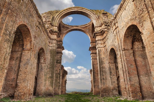 Grottole, Matera, Basilicata, Italy: the ruins of the ancient church dedicated to Saints Luca and Giuliano in the old town of one of the oldest villages in the region.