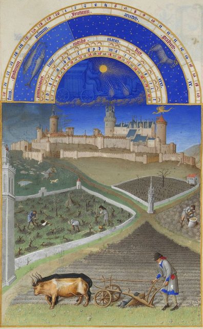 March, from the Très Riches Heures du Duc de Berry, a book of prayers to be said at canonical hours.