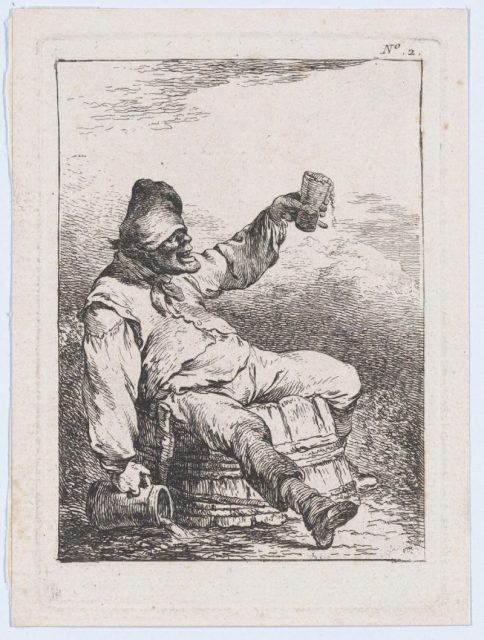 Drunkard Lifting a Beer.