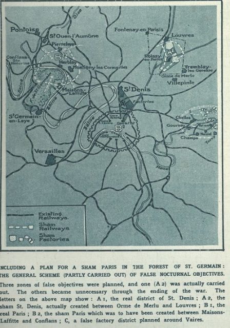 Map of fake Paris and suburbia, 1917.