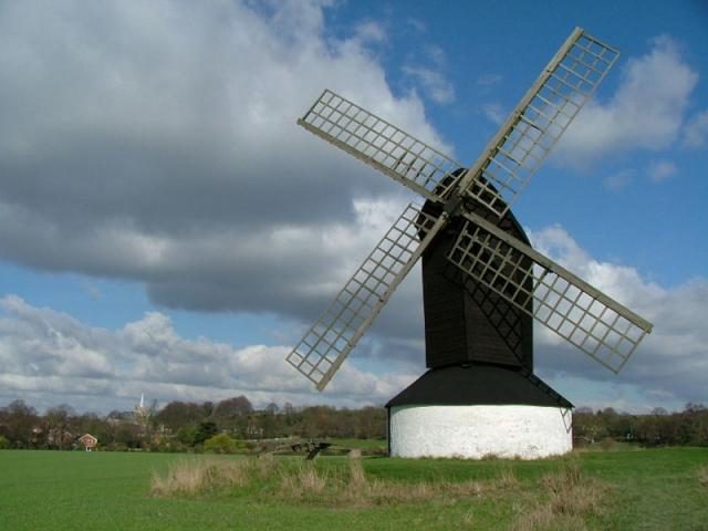 Pitstone Windmill, England. Said to be the oldest surviving post mill in the UK. Photo by Paul Smith CC BY-SA 2.0