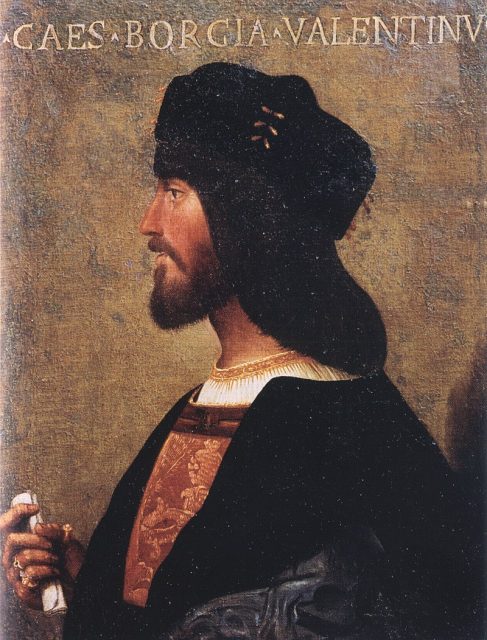 Profile portrait of Cesare Borgia in the Palazzo Venezia in Rome, c. 1500–10
