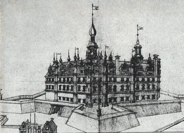 The fortified castle and its bastions, 1617.