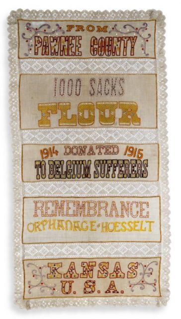 Embroidered Flour Sack Photo by Kansas Historical Society