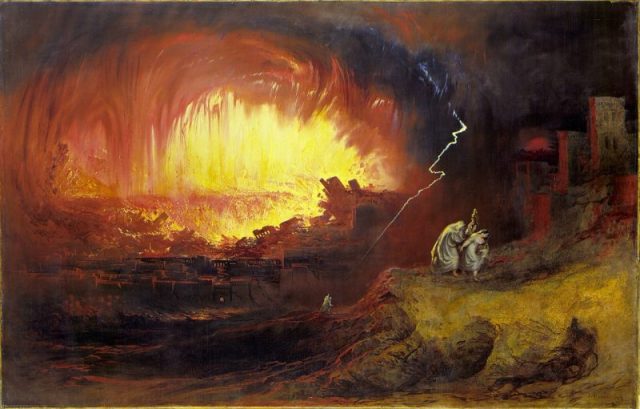 Artist John Martin’s concept of the Biblical destruction of Sodom and Gomorrah, which inspired the operation’s name.
