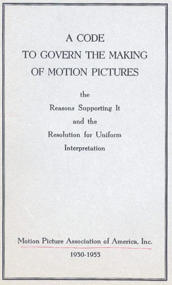 1934 Motion Picture Production Code cover