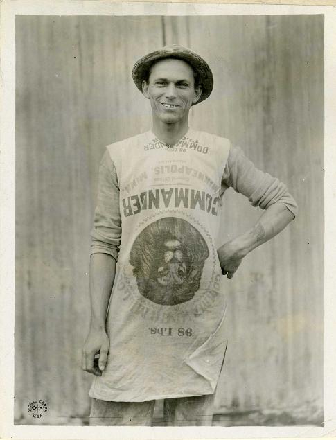 Bakery Company men wearing an old flour sack (Reeve 014803). Photo by National Museum of Health and Medicine CC BY SA 2.0