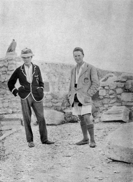 Leonard Woolley (left) and Lawrence in their excavation house at Carchemish, c. 1912