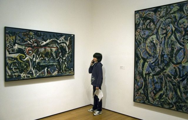 Two Pollock paintings, c. 1940, in the MoMA museum. Photo by Gorup de Besanez CC BY-SA 4.0