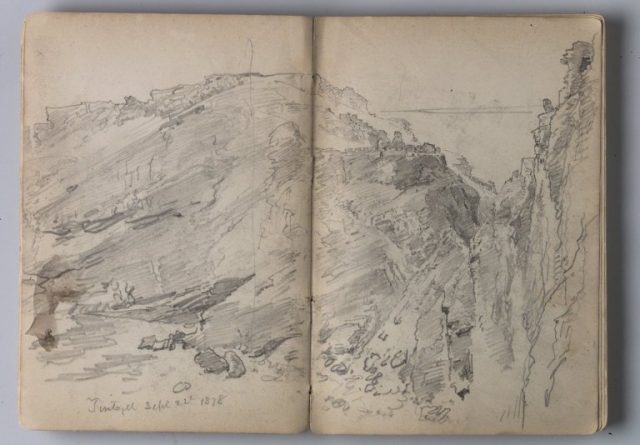 Tintagel Castle – from the Sketchbook of English Landscape and Coastal Scenery by American landscape artist William Trost Richards. Photo Courtesy the Online Collection of Brooklyn Museum