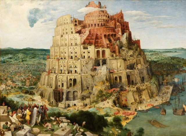 Building the Tower of Babel was, for Dante, an example of pride. Painting by Pieter Brueghel the Elder.