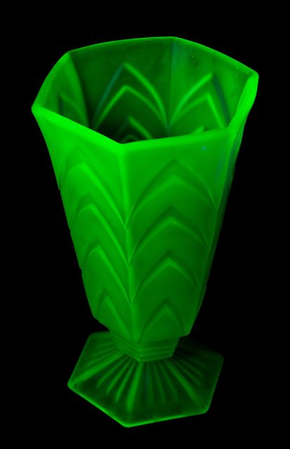 Fluorescent uranium Depression glass. Photo by JJ Harrison CC BY-SA 2.5