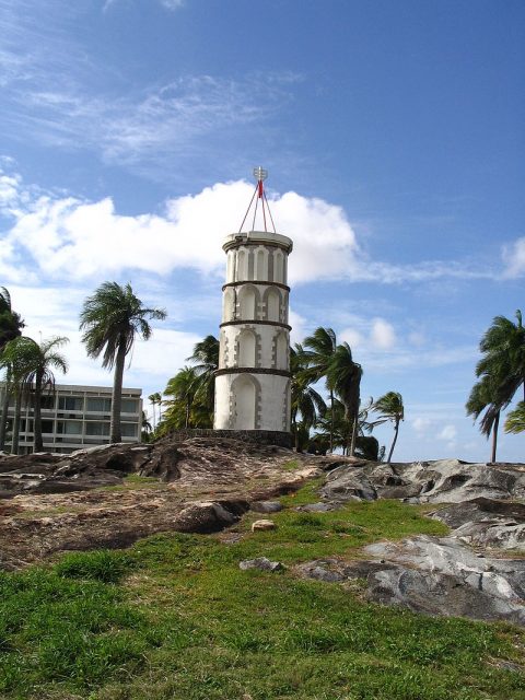 French Guiana. Kourou’s Dreyfus Tower (Tour Dreyfus) as seen from the Pointe des Roches, where the Kourou River meets the Atlantic. Photo by Arria Belli CC BY-SA 3.0