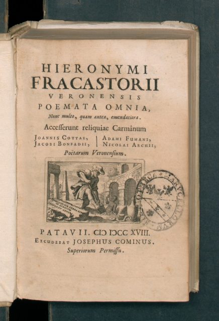 Hieronymi Fracastorii, Veronensis Poemata Omnia (1718) by Girolamo Fracastoro, Latin text.