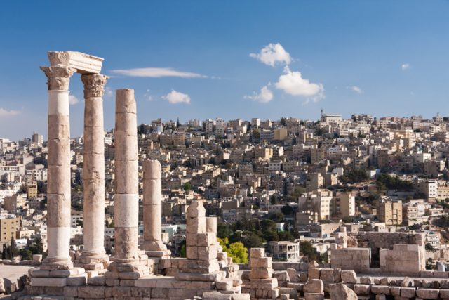 Roman Temple of Hercules on the Amman Citadel in Jordan.