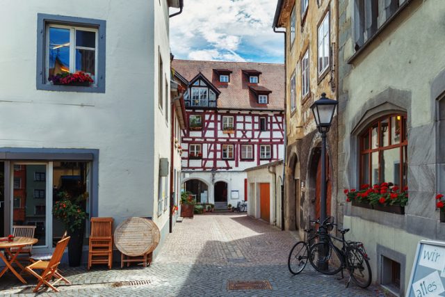 Old streets of the European city of Konstanz, Germany.