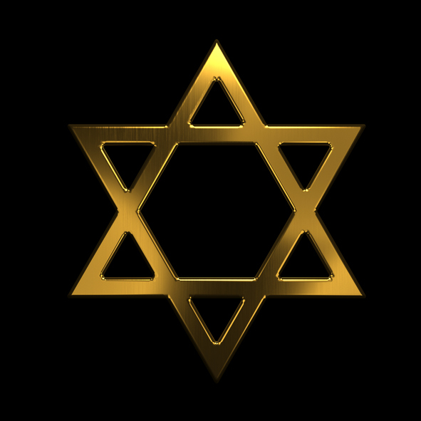 The front of the Bible is illustrated with a golden Crucifix, and on the reverse, a Star of David
