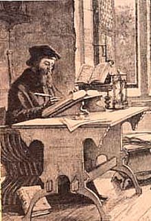 John Wycliffe at work in his study