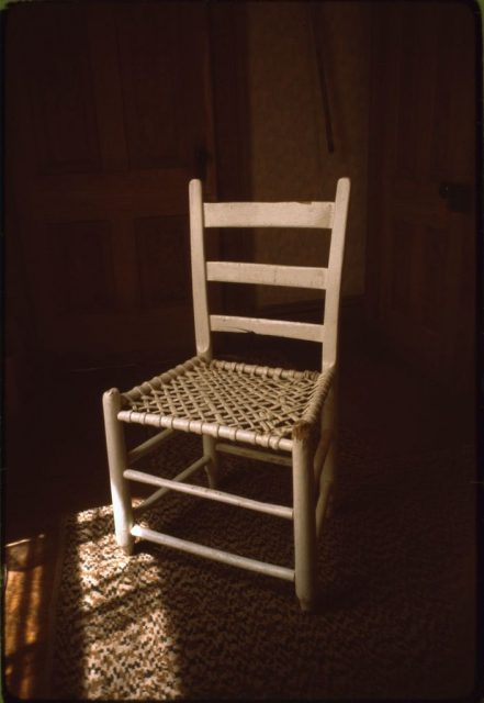 Ladder-back side chair with thong seat, Stock-Stewart residence, Ninety-Six Ranch.